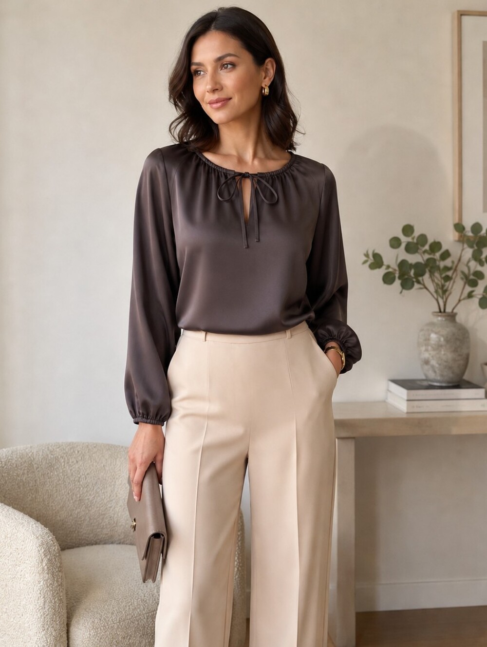 DVF Brown Silk Blouse 8